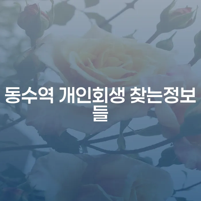 동수역 개인회생 찾는정보들